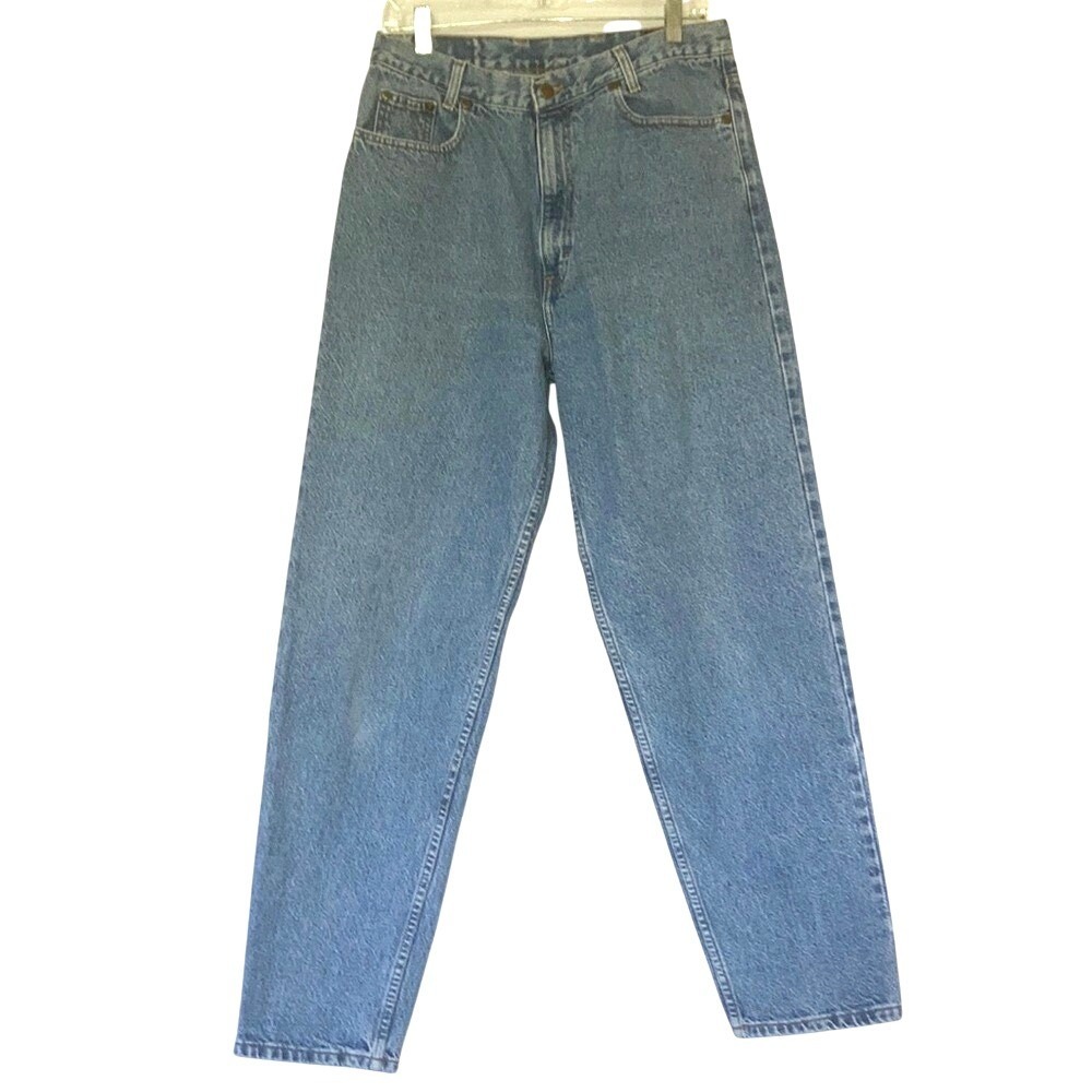90s High Rise Tapered Mom Jeans Light Wash Eddie Bauer USA Size 16 R Vintage